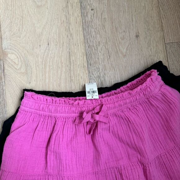 Aerie Bundle Pool To Party Ruffle Tiered Mini Skirt Flirty Pink Black Size XS /S - Picture 8 of 8